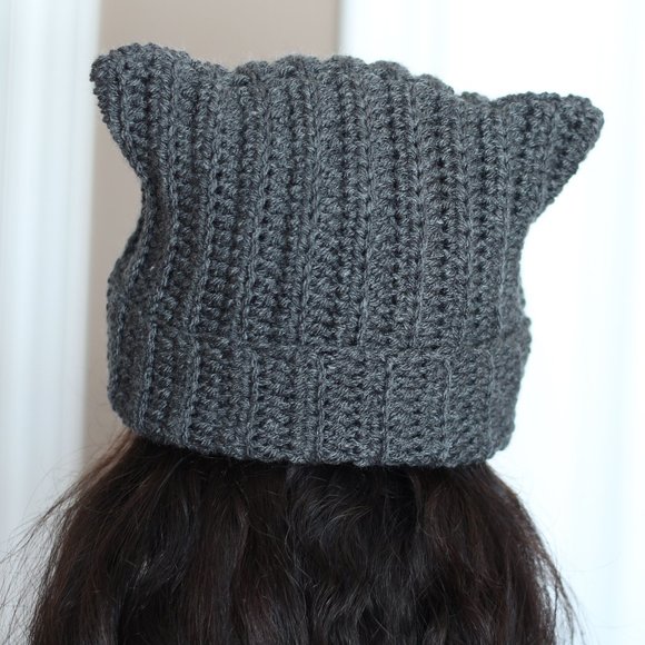 Cute Cat Ear Beanie - Handmade Crochet Cat Hat - Kitty Winter Hat - Picture 2 of 7